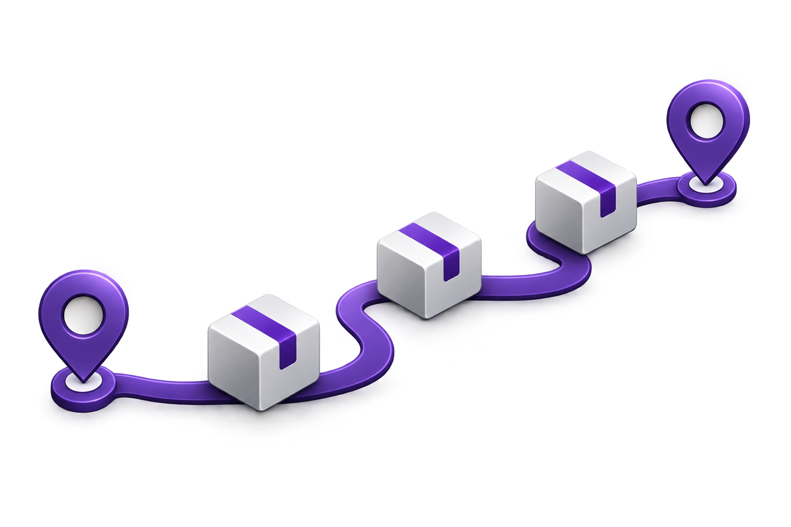 MyDrop’s purple route artwork with parcels